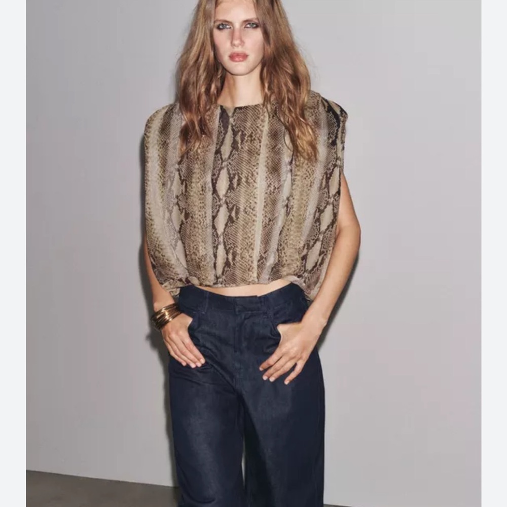 Zara Multicolor Snake Print Blouse - Picture 2 of 3